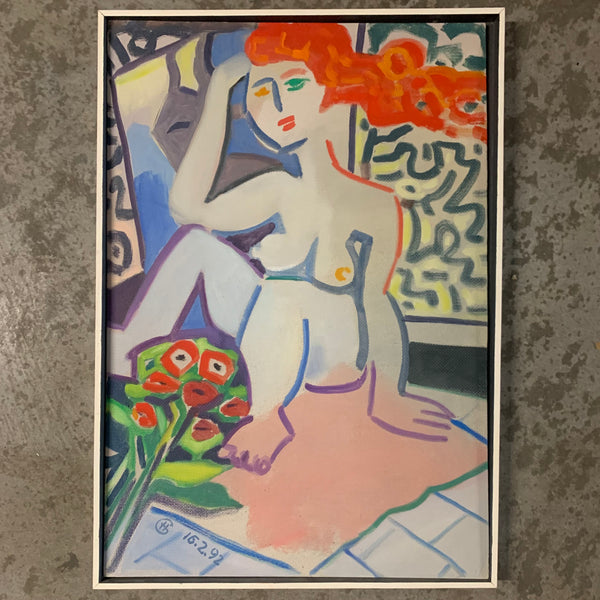 Ölgemälde Dame mit rotem Haar Akt von Herbert Grützner