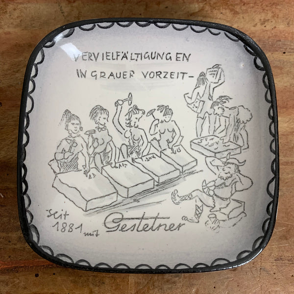 Seltene Teller Vervielfältigungen mit Gestetner von Ulmer Keramik