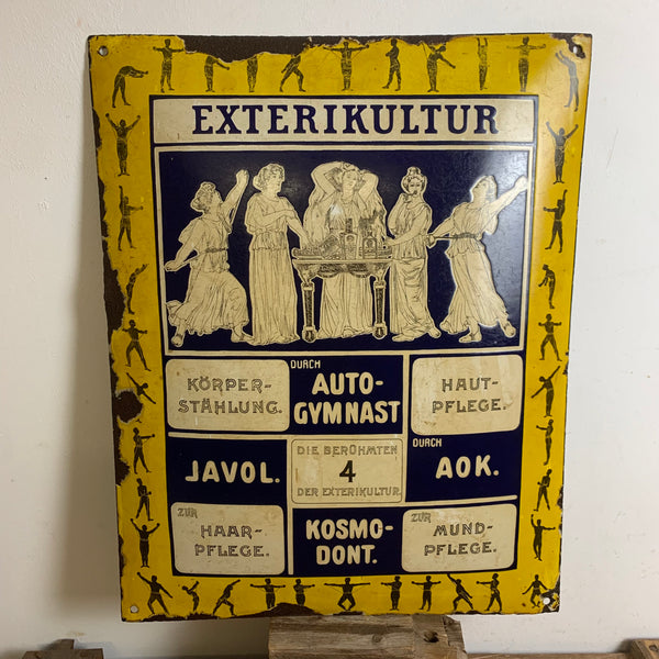 Antikes Emaille Schild Exterikultur