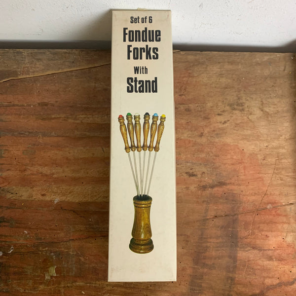 Vintage Fondue Forks with Stand