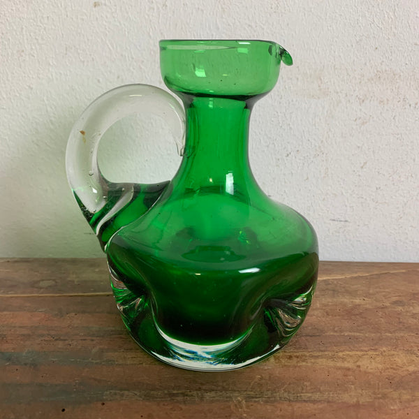 Vintage Glas Vase / Krug in grün