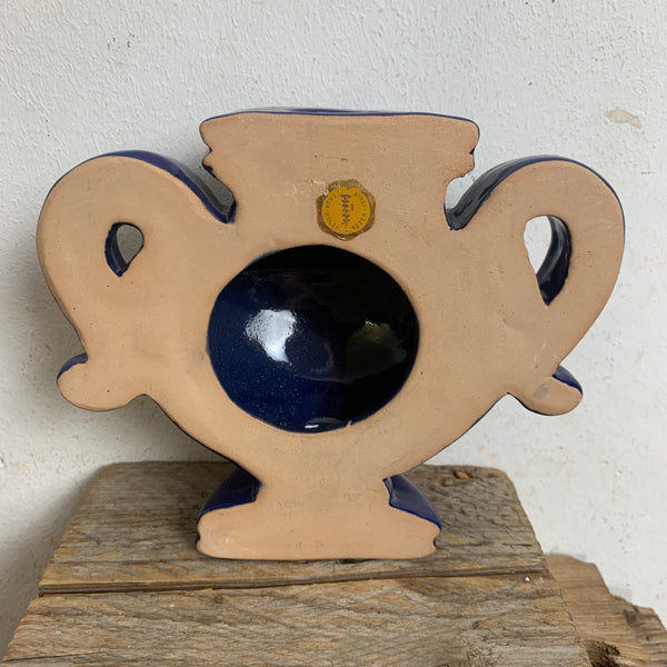 Vintage Keramik Wandvase von Thun Bozen blau