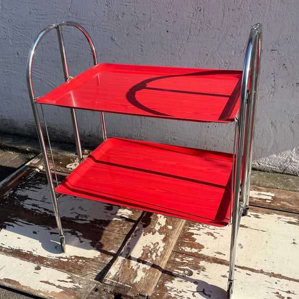 Klappbarer Dinett Barwagen von Bremshey Solingen in rot