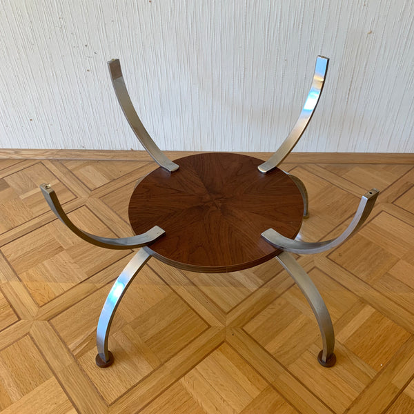 Vintage Space Age Couchtisch Chrom Glas Holz