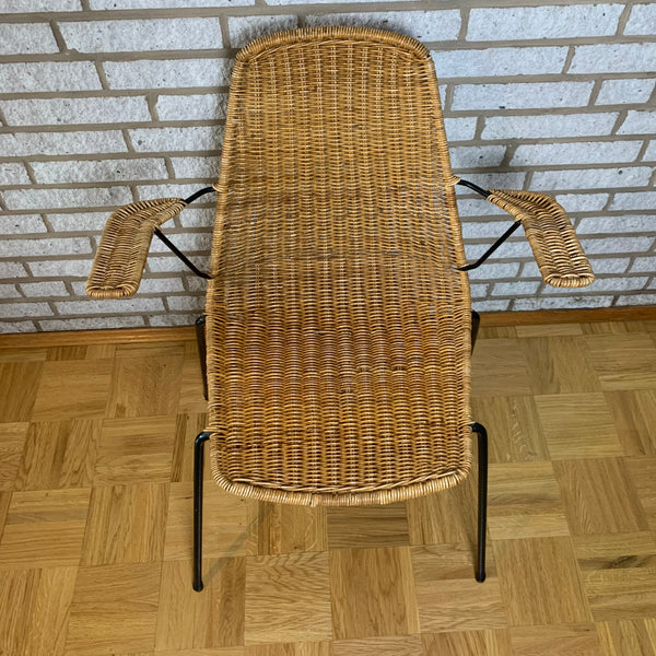 Vintage Basket Chair Korbstuhl mit Armlehnen von Gian Franco Legler