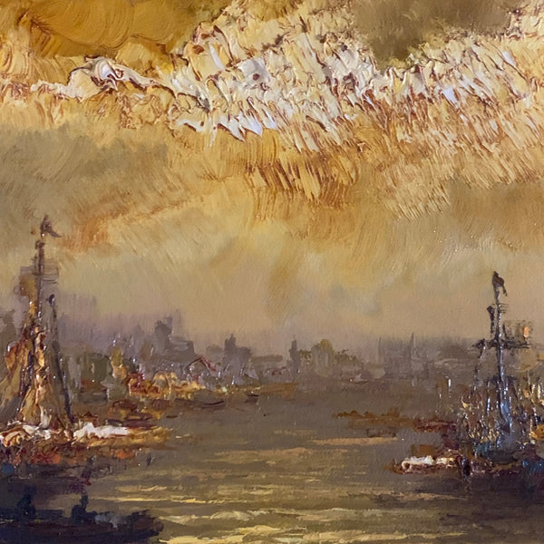 Ölgemälde Segelschiffe im Hafen von Amsterdam von Peter Brouwer