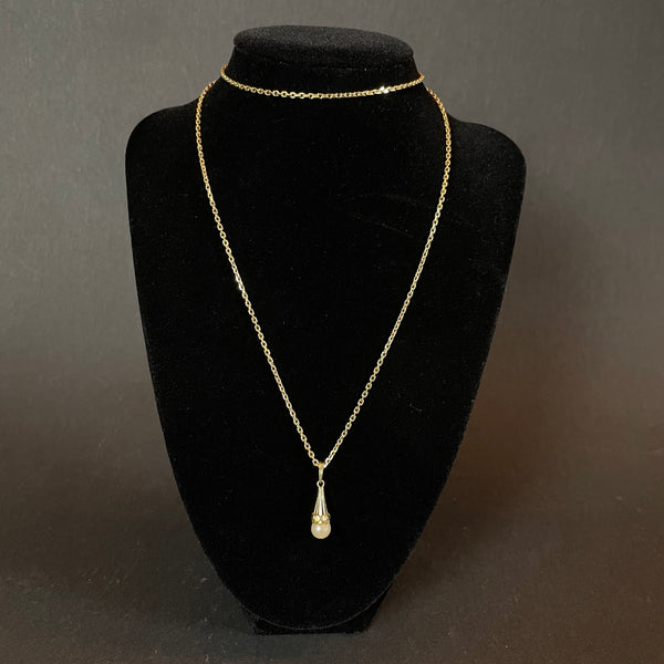 Feine Goldkette mit eleganten Perlenanhänger in 585er Gold