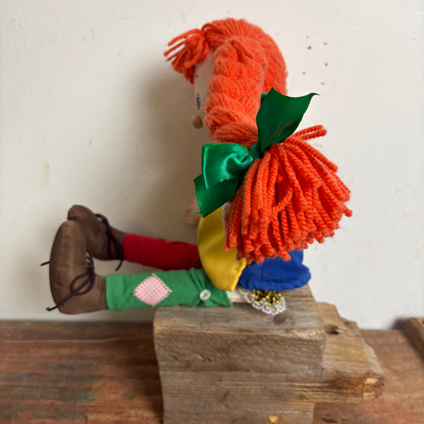 Vintage Schwedische Astrid Lindgren Pippi Langstrumpf Stoffpuppe von Palmefjord Toys