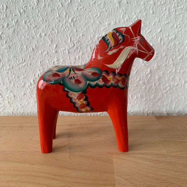 Vintage Dalapferd orange rot 13,5 cm