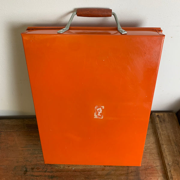 Vintage Metall Tablett in orange