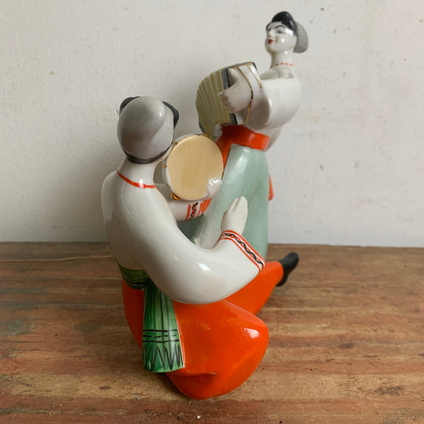 Vintage Porzellan Figur russische Musiker von N. Bobik für Polonne