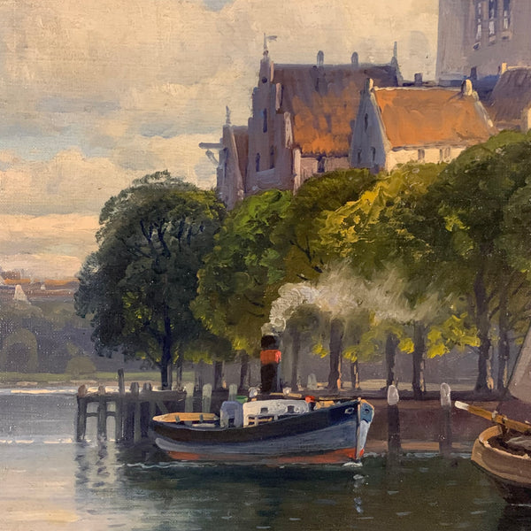 Ölgemälde Holländische Flusslandschaft von Carl Bergfeld