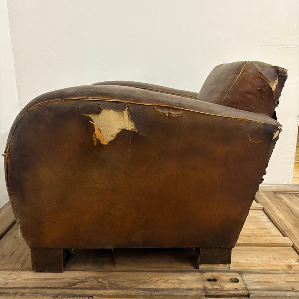 Vintage Art Deco Leder Clubsessel