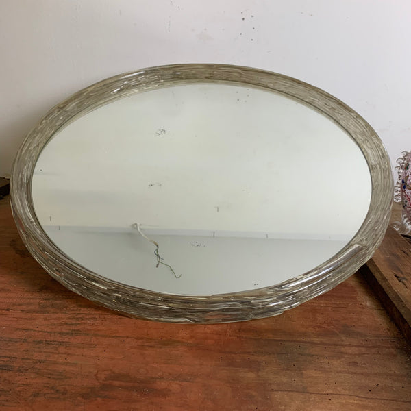 Vintage beleuchteter runder Acryl Glas Spiegel von Hustadt Leuchten