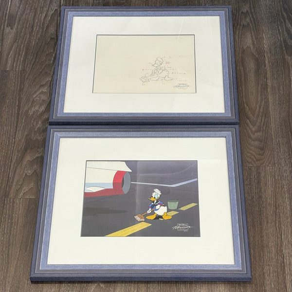 Vintage original Donald Duck Animation-Cel und Bleistiftskizze