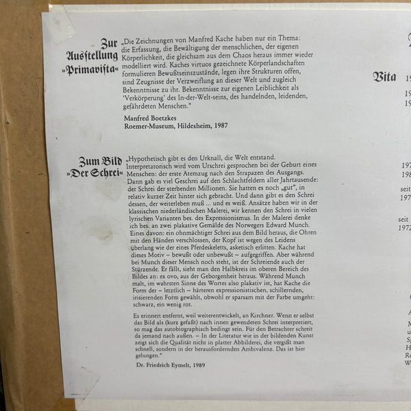 Originale Künstlergrafik Der Schrei von Manfred Kache