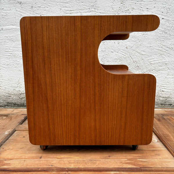 Vintage Mid Century Teakholz Beistelltisch Nachttisch Schrank auf Rollen