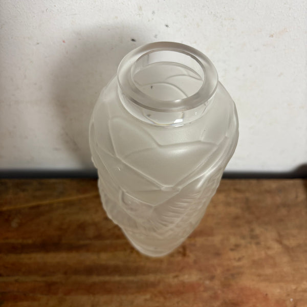 Art Deco Vase aus satiniertem Barolac Glas von Joseph Inwald