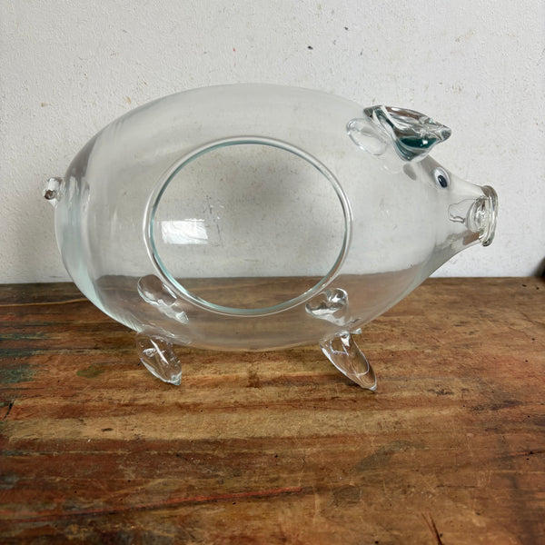 Vintage Mid Century Glas Planter Murano Schwein
