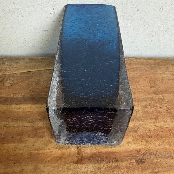 Vintage Craquele Glas Block Vase