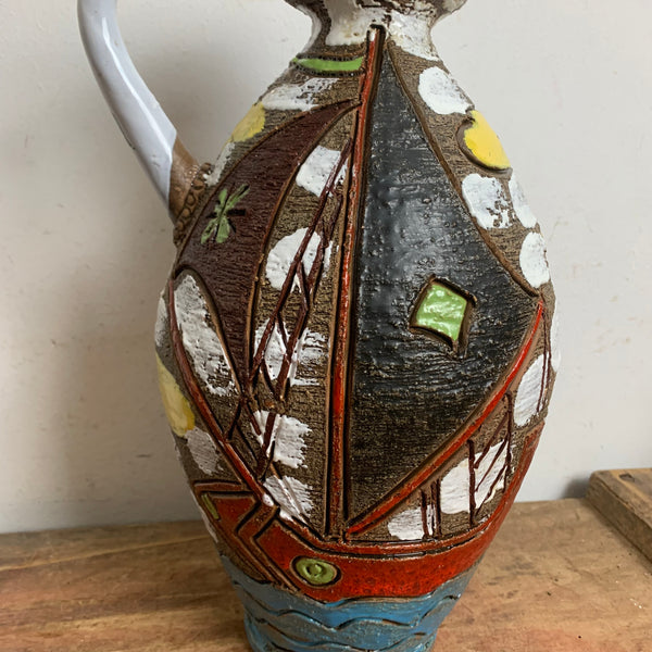 Italienische Mid Century Keramik Vase Krug von Fratelli Fanciullacci