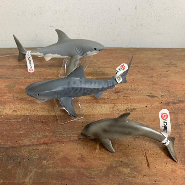 Konvolut 3 Tiere Schleich Weißer Hai 14700 Tigerhai 14765 Delfin 14699