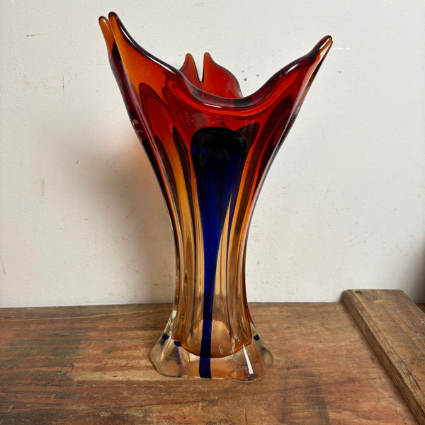 Vintage große Glas Vase aus Murano