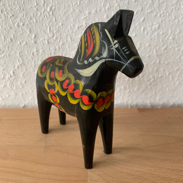 Vintage Dalapferd schwarz 13,5 cm