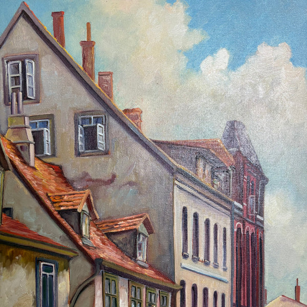 Ölgemälde Charlottenstraße in Linden Hannover von Heinz Lessentin