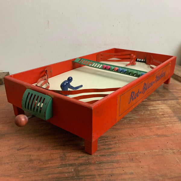 Antikes Rot Blau Hockey Tisch Spiel