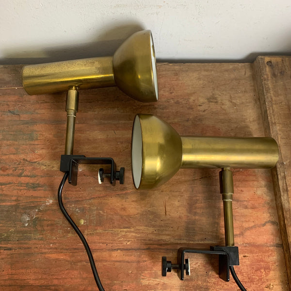 Zwei vintage Messing Klemm Lampen von Koch & Lowy für Omi
