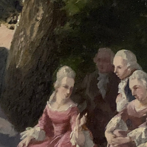 Ölgemälde Gesellschaft im Schlosspark von Clément Quinten