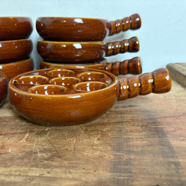 Vintage 8er Set Keramik Schneckenpfännchen France