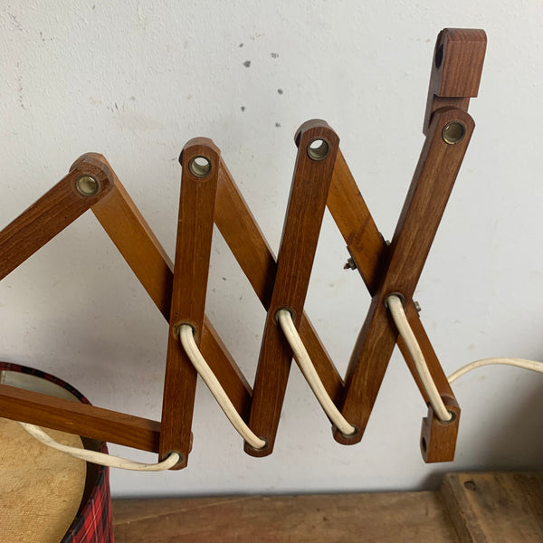 Vintage Teakholz Scherenlampe