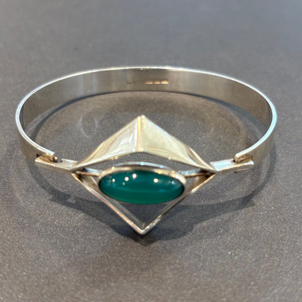 Finnischer Design Silber Armreif mit Chalcedon