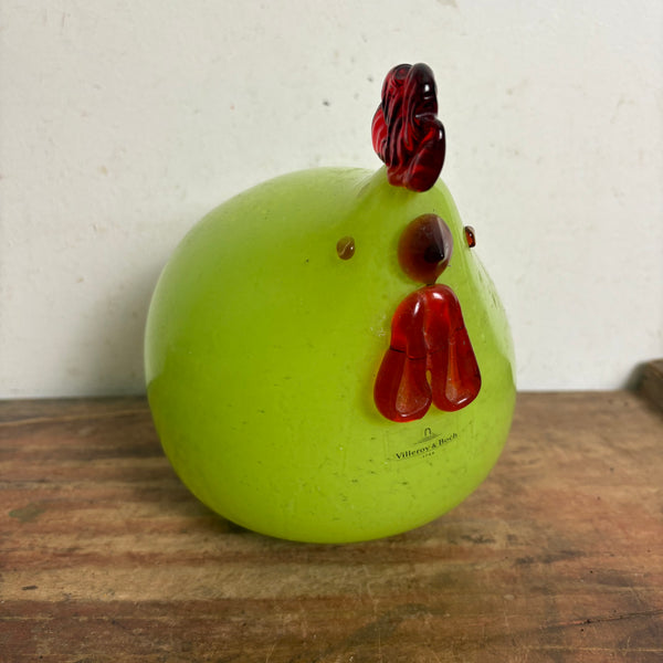 Vintage Kunstglas Skulptur Huhn von Villeroy und Boch
