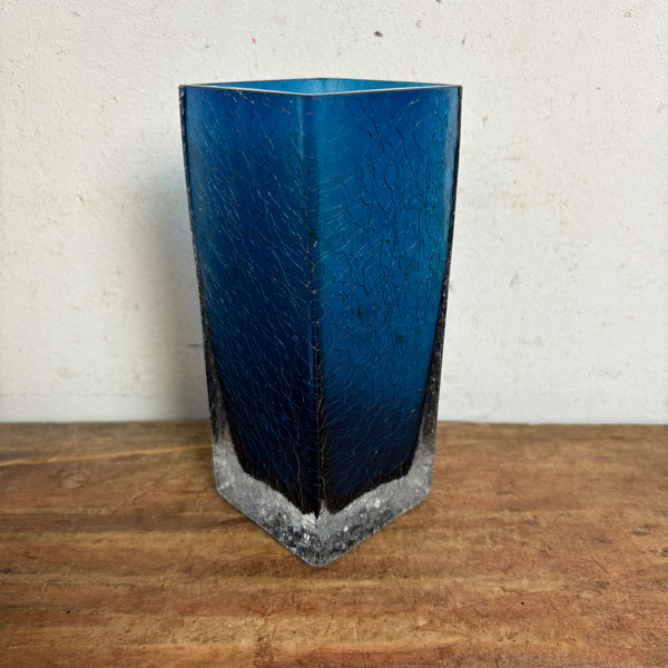 Vintage Craquele Glas Block Vase