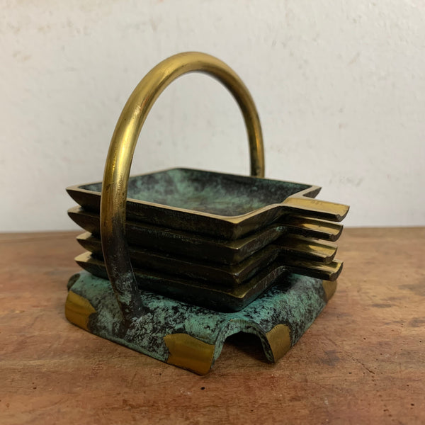 Mid Century Aschenbecher Set im Halter