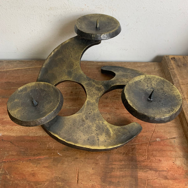 Vintage brutalistischer Design Kerzenständer aus Bronze