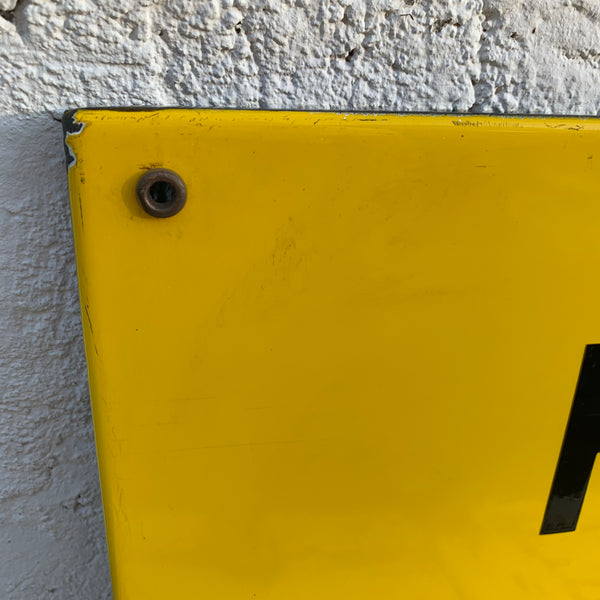 Vintage Emaille Schild Fußgänger und Schibobfahrer werden nur mit Einsesselbahn befördert
