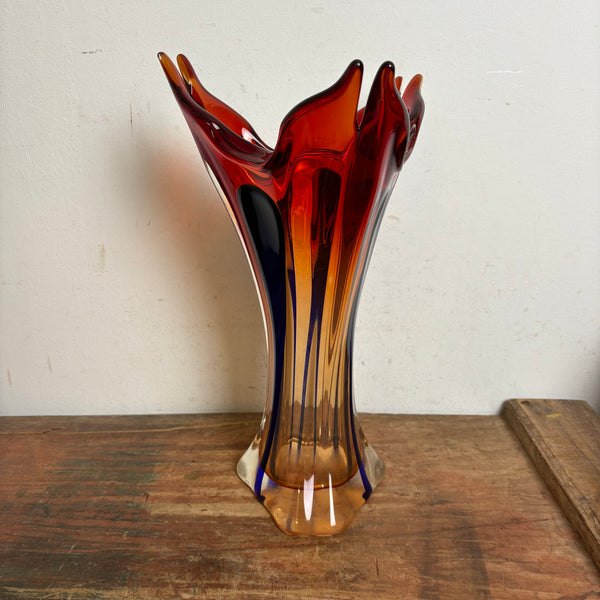 Vintage große Glas Vase aus Murano