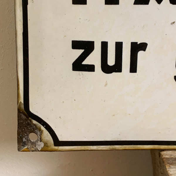 Vintage Emaille Schild Heißmangel