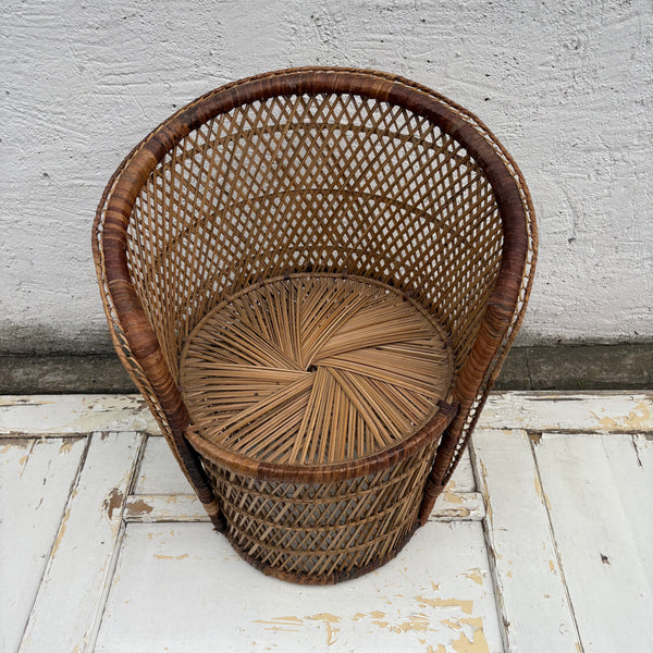 Vintage Sitzgruppe mit Tisch Rattan Peacock Chair Emanuelle
