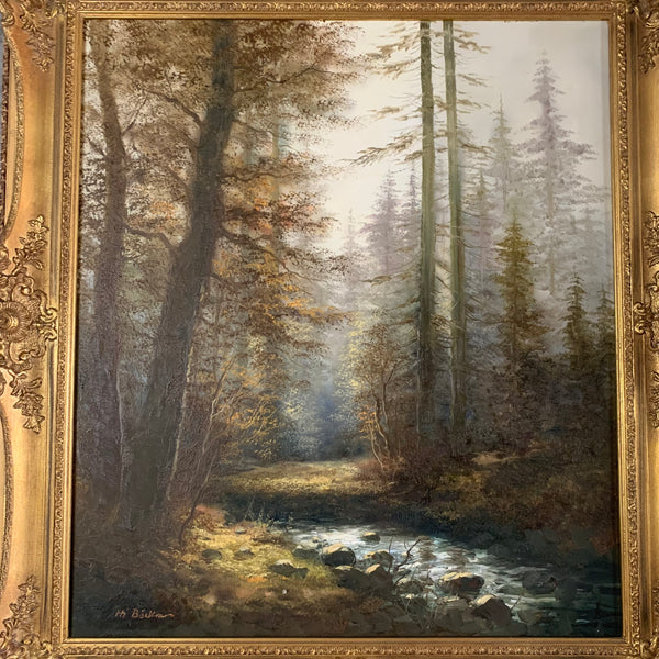 Ölgemälde Wald im Nebel von Heinz Böckmann