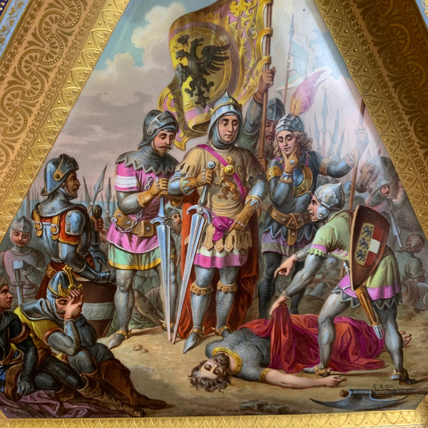 Bildteller Rudolf von Habsburg bei der Leiche Ottokars König von Böhmen 1278 von Wiener Porzellanmanufaktur