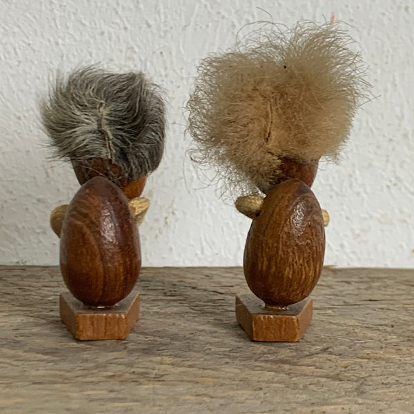 Vintage Optimist und Pessimist Holzfigur von Hans Bolling