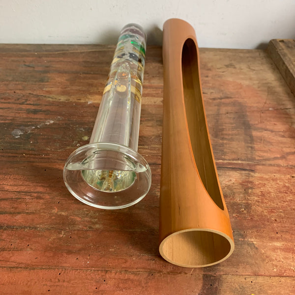Galileo Thermometer mit Design Holzverkleidung