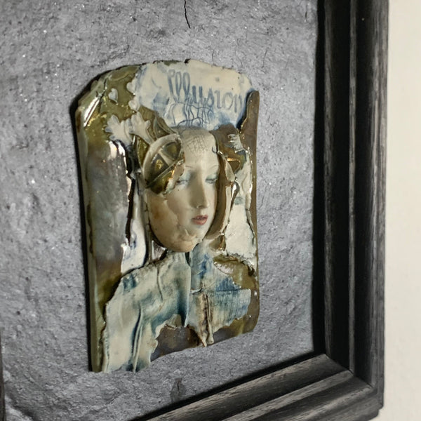 Porzellan Bild auf Schiefer Illusion von Monika Ploghöft