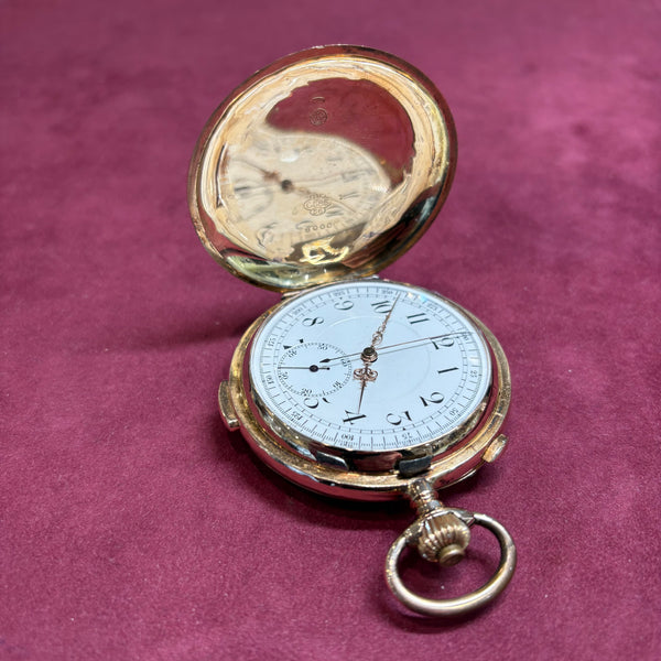 Invicta Savonette Taschenuhr mit Chronographen und Viertelstunden Repetition aus Chronographen 585er Gold