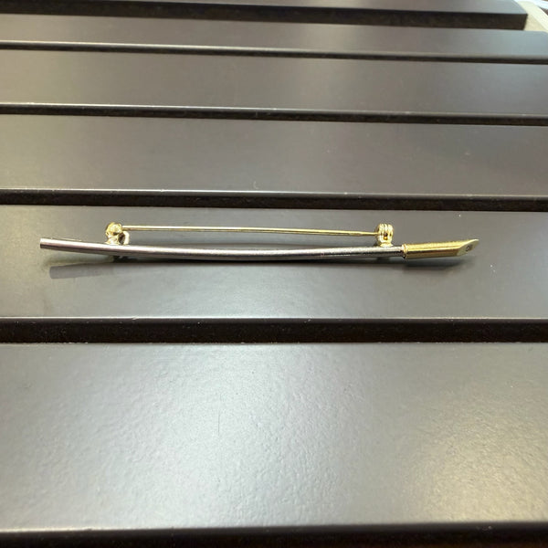 Puristische bicolor Goldbrosche mit Brilliant
